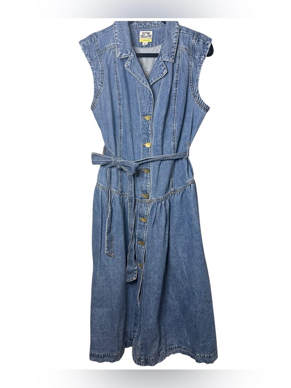 Future Collective Jenee Taylor Denim Midi Button Down Dress